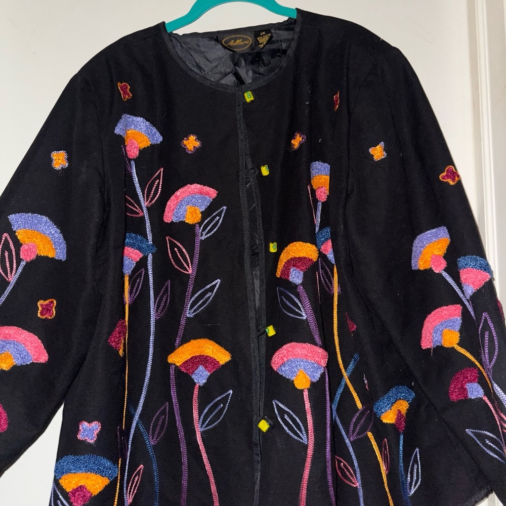 Allure Black Jacket with Colorful Embroidery